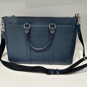 COACH Bag Men Blue Leather Laptop Briefcase NWOT